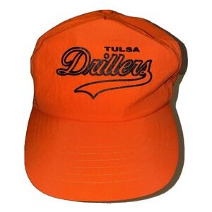 VTG Tulsa Driller's Orange Snapback Hat Cap KMOD Peter Pan Tulsa History RARE